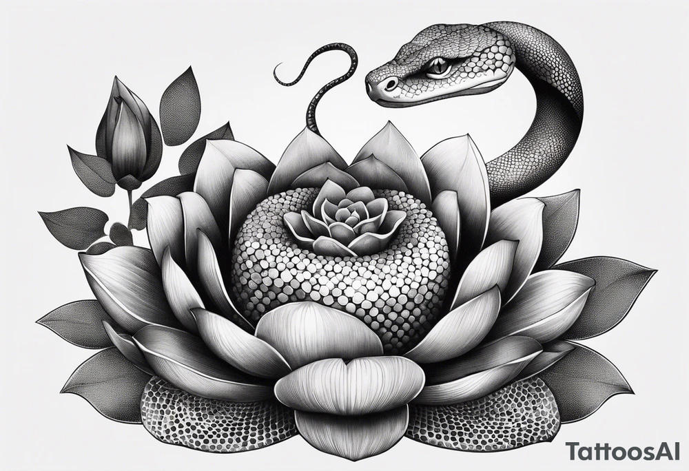Snake with lotus tattoo idea