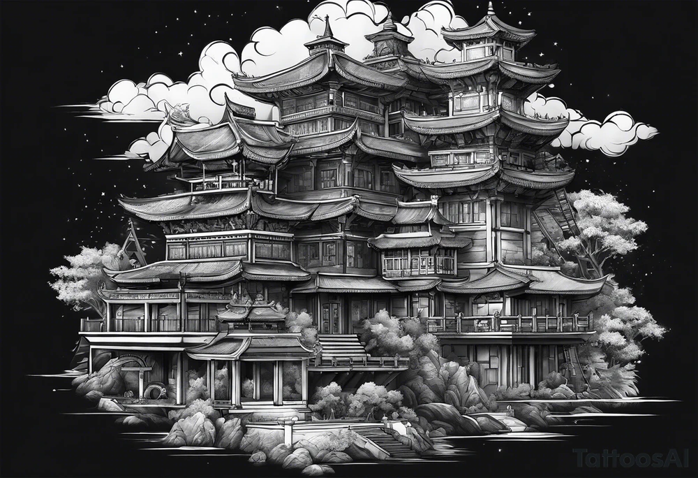 Building and people pirámides tattoo idea