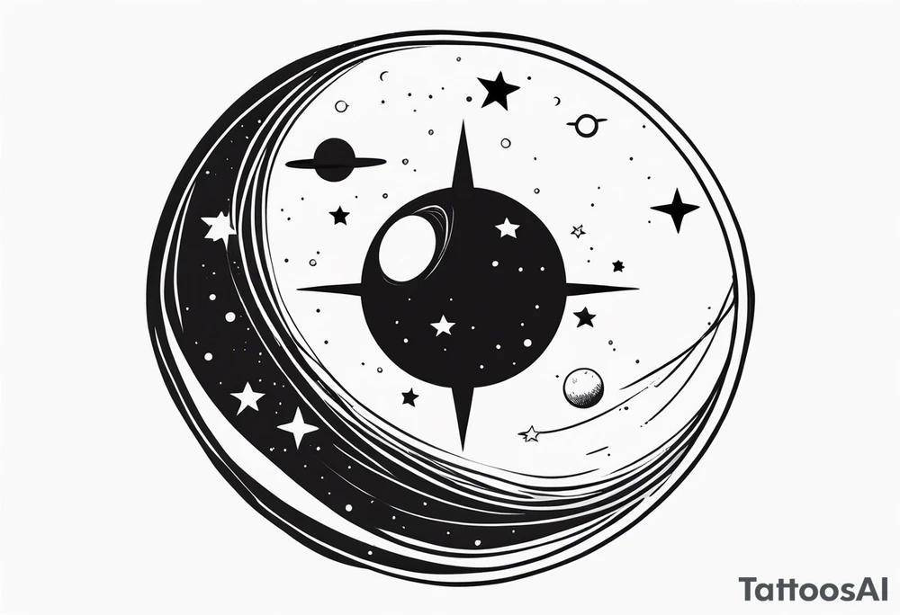 Planet with stars tattoo idea