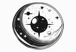 Planet with stars tattoo idea