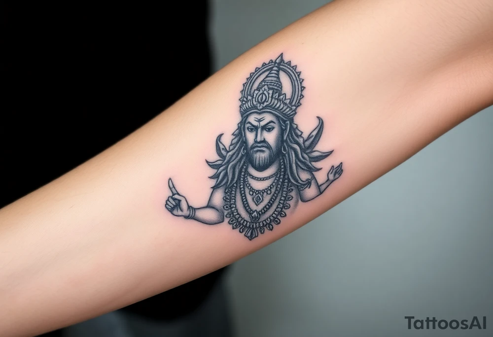 hindu god tattoo that shows strength and is trippy tattoo idea