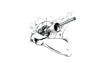 2d sniper crosshairs with smoke in background tattoo idea