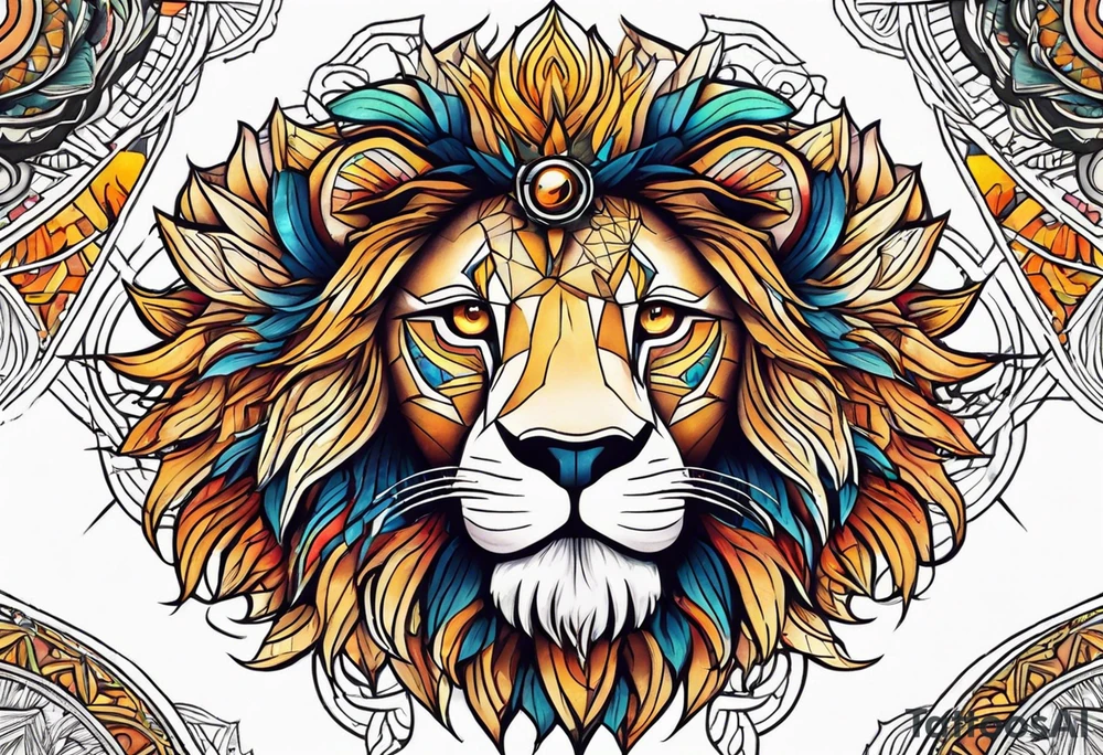 Lion sun avil eye tattoo idea