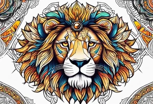 Lion sun avil eye tattoo idea
