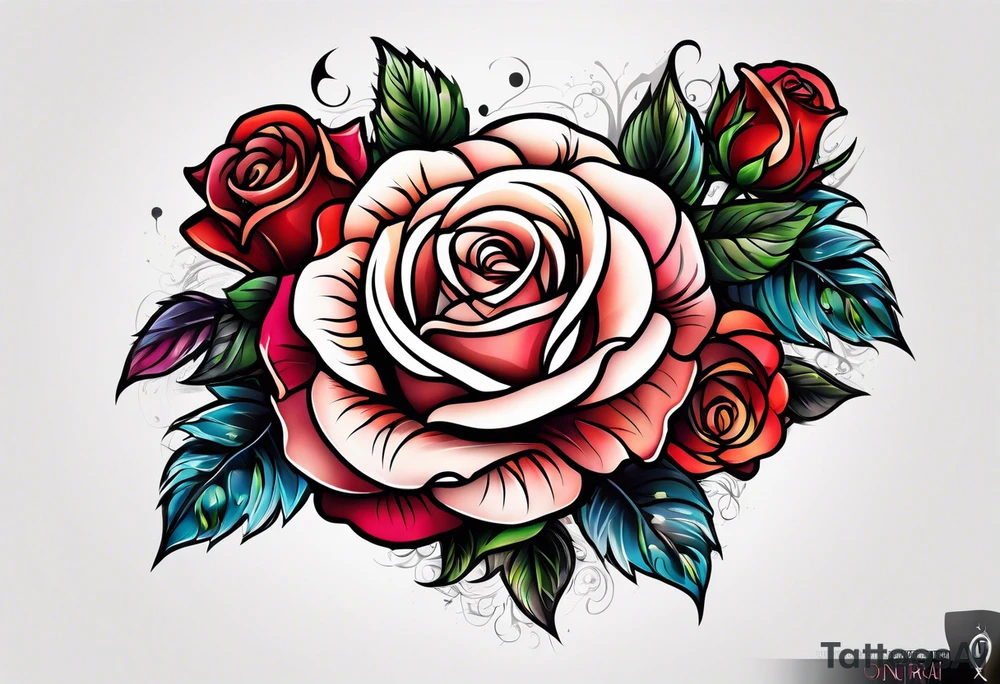 Romantic rose tattoo idea