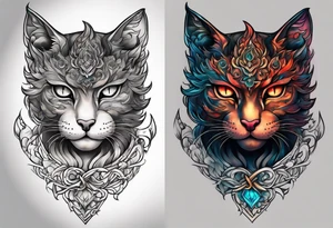 Calf tattoo of a devil cat tattoo idea