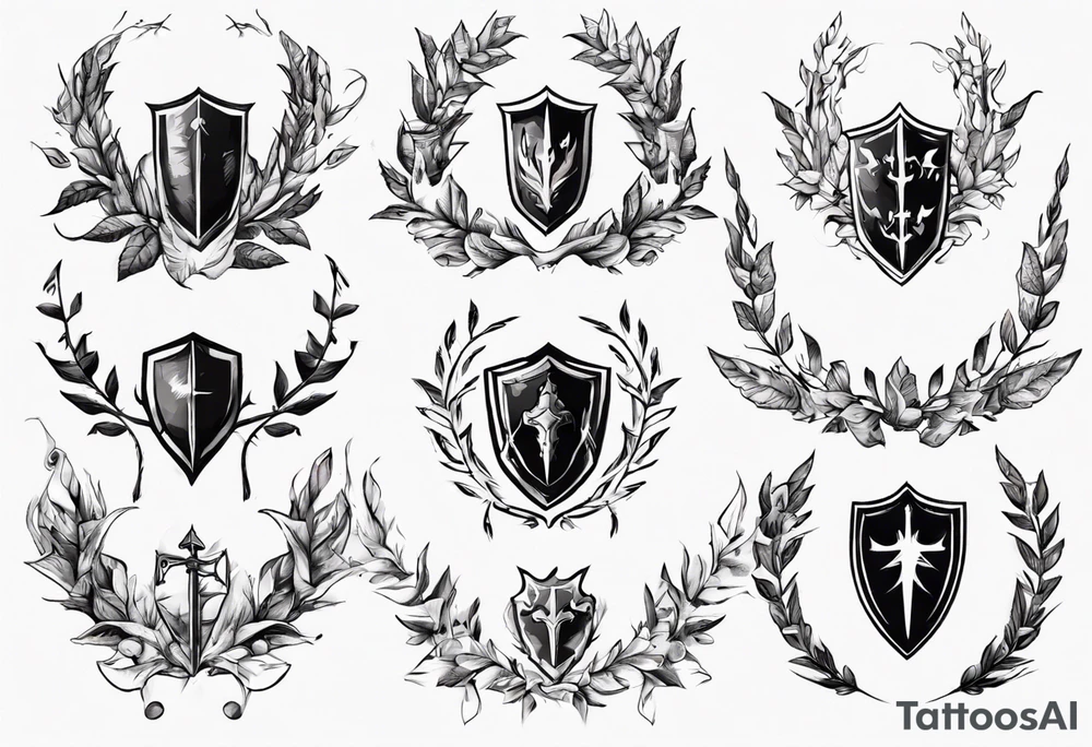 Knight wreath leaves tattoo idea