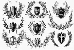 Knight wreath leaves tattoo idea