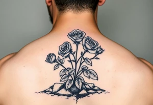 Create a stencil for Roses growing out of Concrete ground tattoo idea