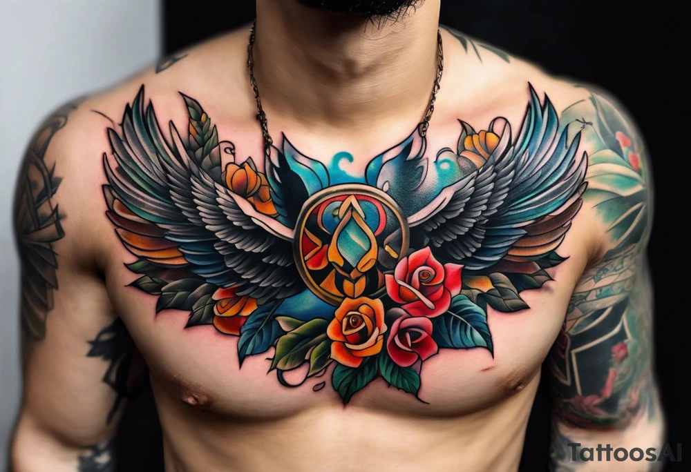chest tattoo outdoors tattoo idea