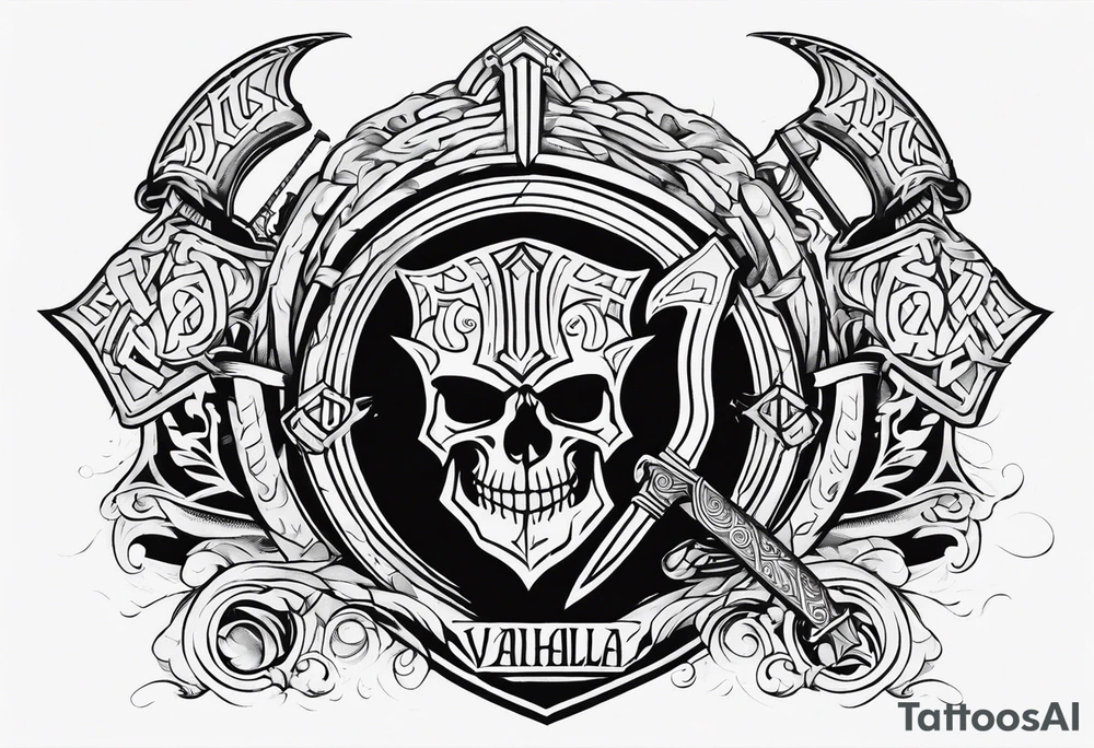 Valhalla sword shield axe
stairs tattoo idea