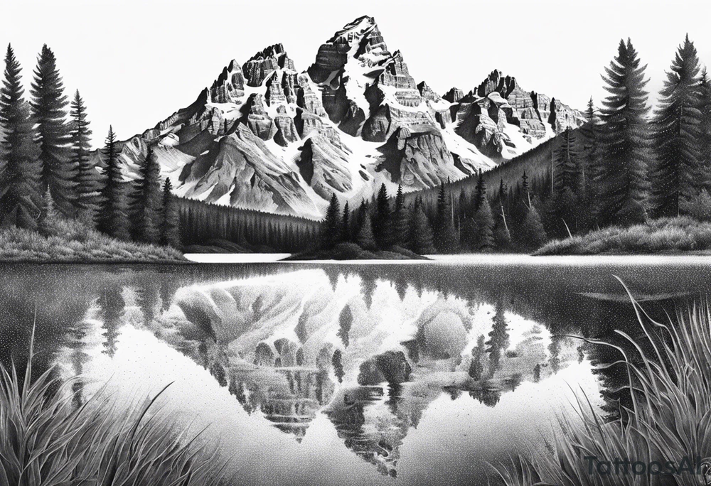 grand Teton mountains with compass tattoo idea