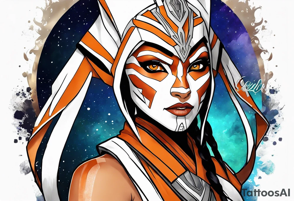 Ahsoka with large chest tattoo idea