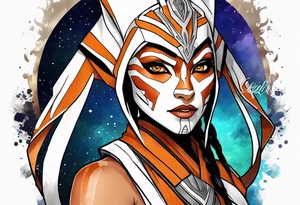 Ahsoka with large chest tattoo idea