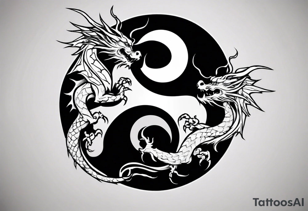 Two Dragons, Yin Yang, Not Symmetrical tattoo idea