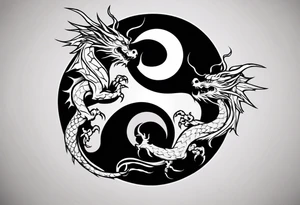 Two Dragons, Yin Yang, Not Symmetrical tattoo idea