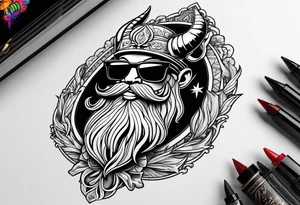 capricorn with beard and sunglasses tattoo idea
