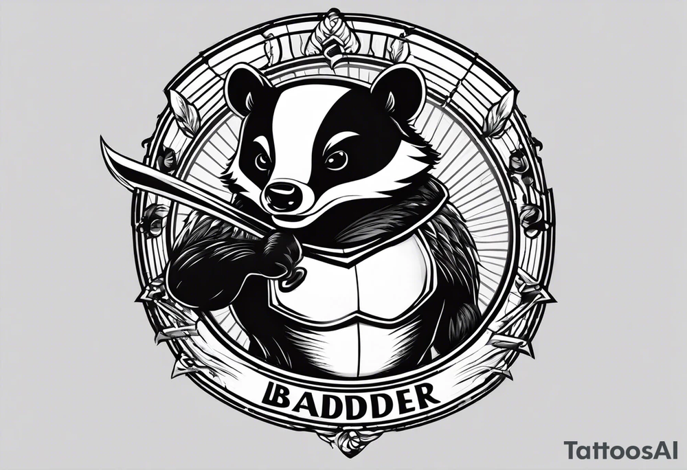 Draw me badger with aggressive full body show, killer face with cute smile, very long nails and he attacks like a Turkish gladiator to enemy and also he has very deadly looking. The only weapon is his braveness he fights with his nails. tattoo idea