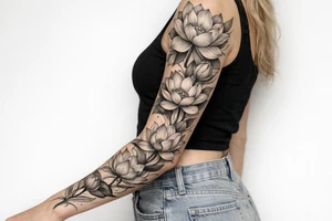 a lotus flower with fine linework tattoo idea