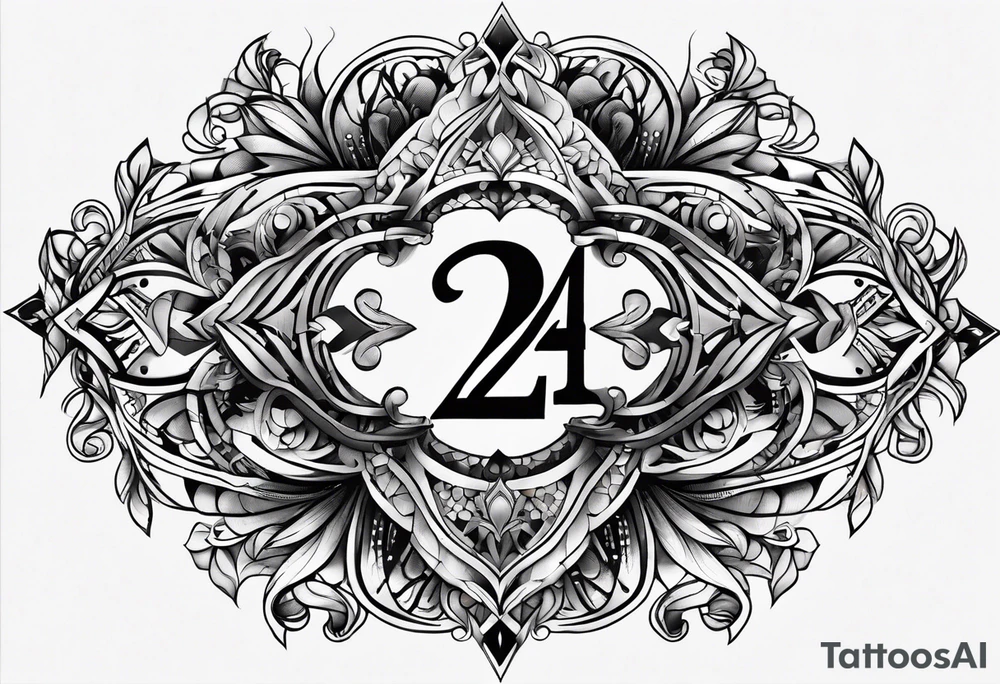Generate tattoo designs featuring the number 24 composed entirely of tiny X's. tattoo idea