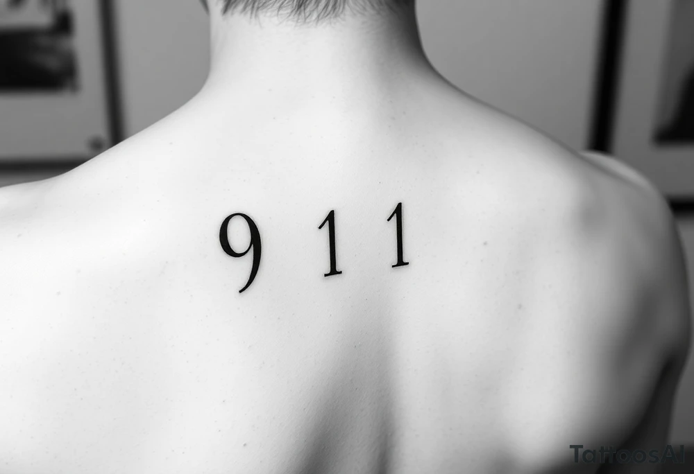 Dainty creative girly way to write the numbers 9 1 1 tattoo idea