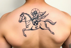 jesus flying in as the rider on the white horse tattoo idea