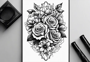 i want a full arm tattoo with simple flowers and roses tattoo idea