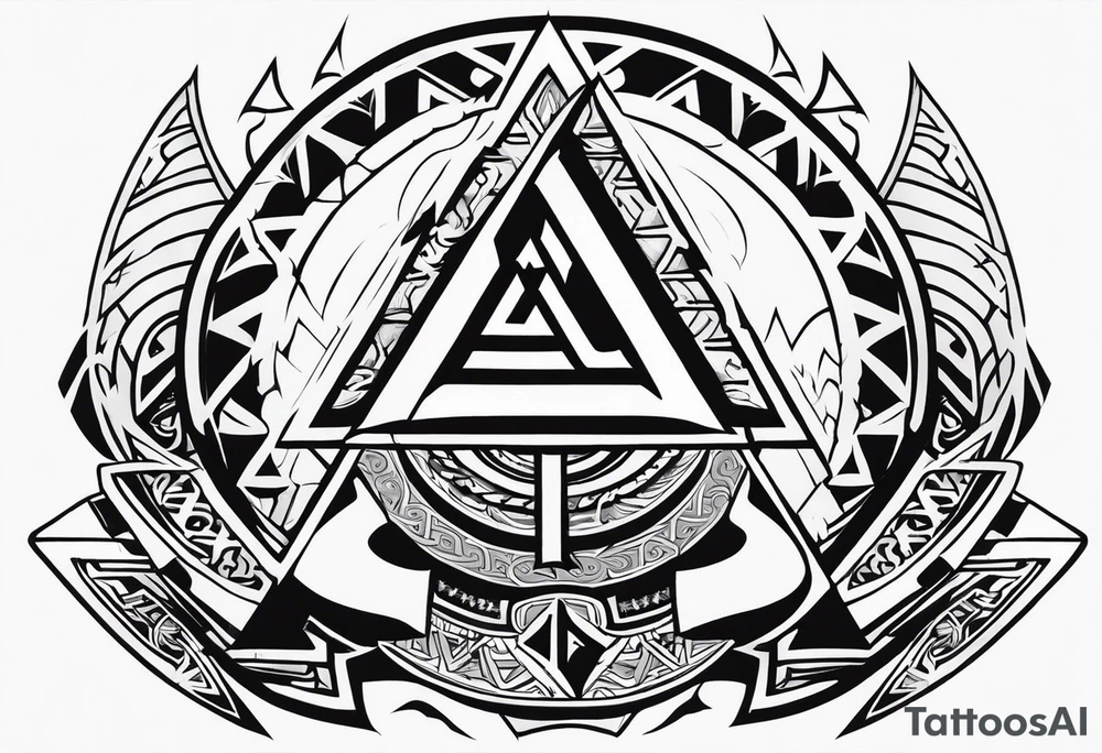Valhalla  sword shield axe Valknut fog stairs tattoo idea