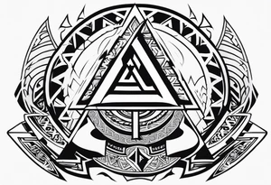 Valhalla  sword shield axe Valknut fog stairs tattoo idea