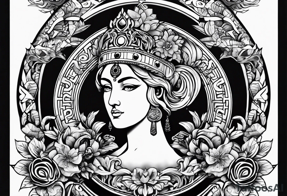 omega greek sign black magic style tattoo idea