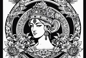 omega greek sign black magic style tattoo idea