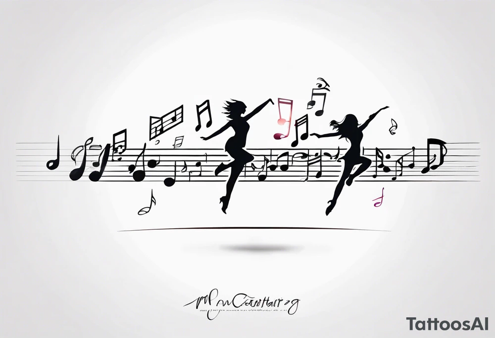 Music notes connecting daughters dancing tattoo idea