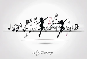 Music notes connecting daughters dancing tattoo idea