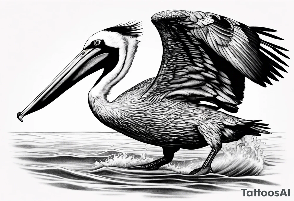 plunge diving pelican tattoo idea