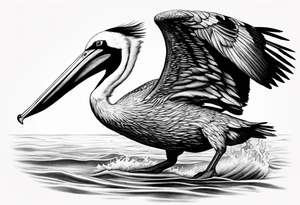 plunge diving pelican tattoo idea