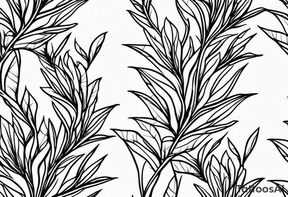 thin vines with leaves in a straight line tattoo idea