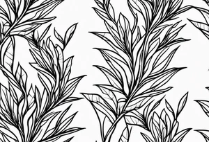 thin vines with leaves in a straight line tattoo idea