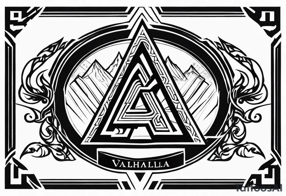 Valhalla  sword shield axe Valknut fog tattoo idea