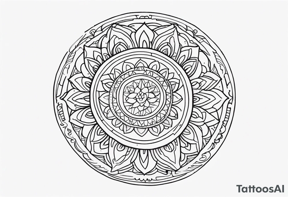 Mexican mandala design fine line whimsical tattoo idea