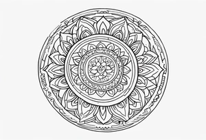 Mexican mandala design fine line whimsical tattoo idea