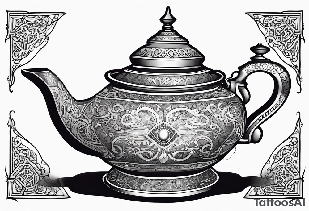 magic lamp with message prince ali in arabic tattoo idea