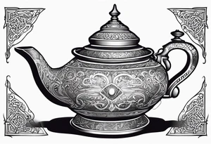 magic lamp with message prince ali in arabic tattoo idea
