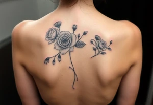 vintage bouquet of wild roses and meadow flowers with morning dew tattoo idea