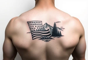 Masculin, American flag, country, mountains, wildlife, nature, racing , father of 4,
blue collar sleeve tattoo idea