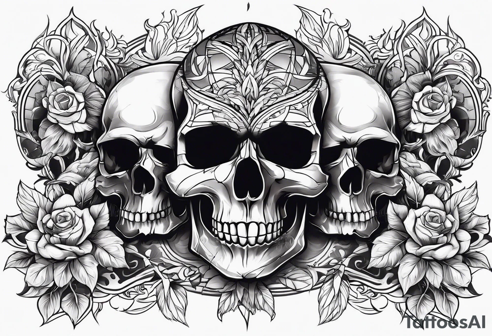 skulls and fire tattoo idea