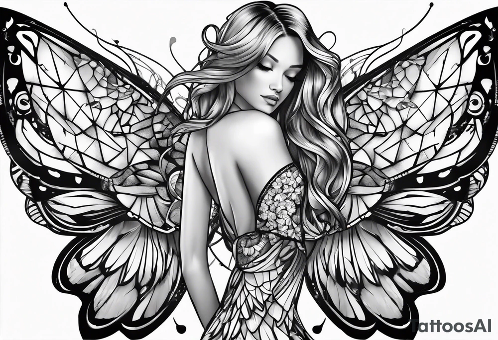 Butterfly with angel wings tattoo idea