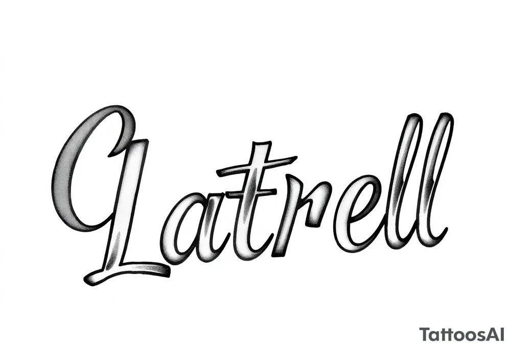 Chicano new school cursive style that says Latrell tattoo idea
