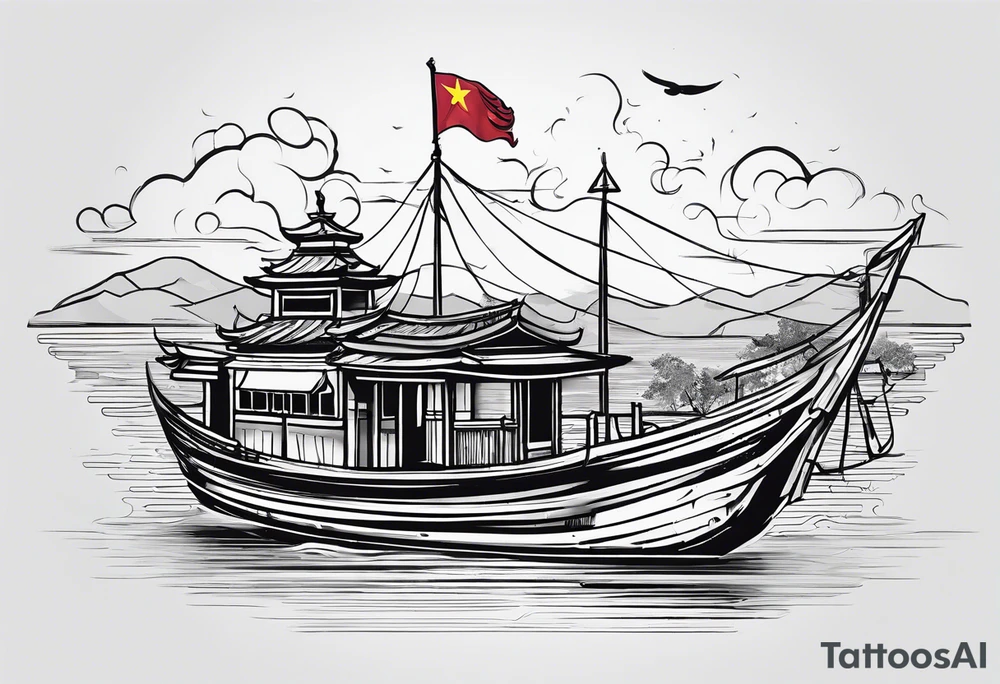 outline of vietnam with the old southern flag in it tattoo idea