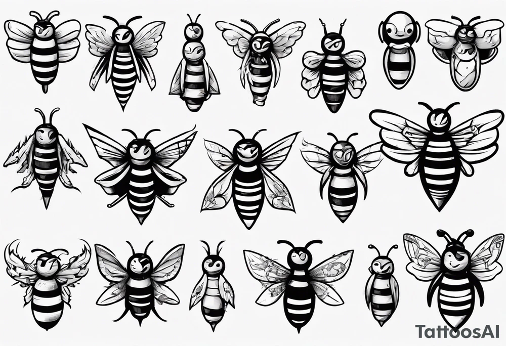 comic biene im flug tattoo idea