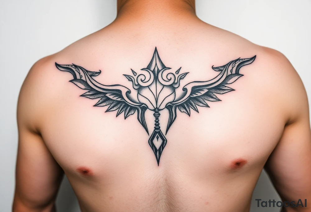 a men's belly tattoo that highlights a navel piercing tattoo idea